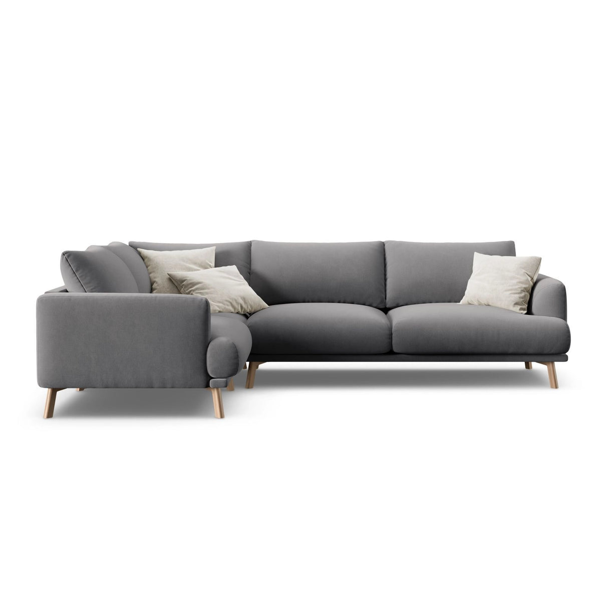 Naomi 4-Sitzer Ecksofa, Linke Seite, aus Samt in Grau (Salvador 17), 280x195 cm von Micadoni – Bild 1