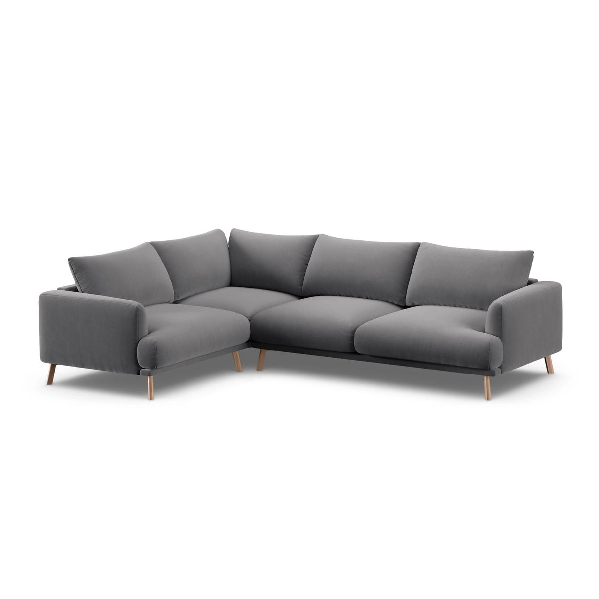 Naomi 4-Sitzer Ecksofa, Linke Seite, aus Samt in Grau (Salvador 17), 280x195 cm von Micadoni – Bild 4