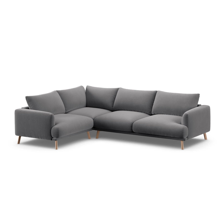 Naomi 4-Sitzer Ecksofa, Linke Seite, aus Samt in Grau (Salvador 17), 280x195 cm von Micadoni – Bild 4
