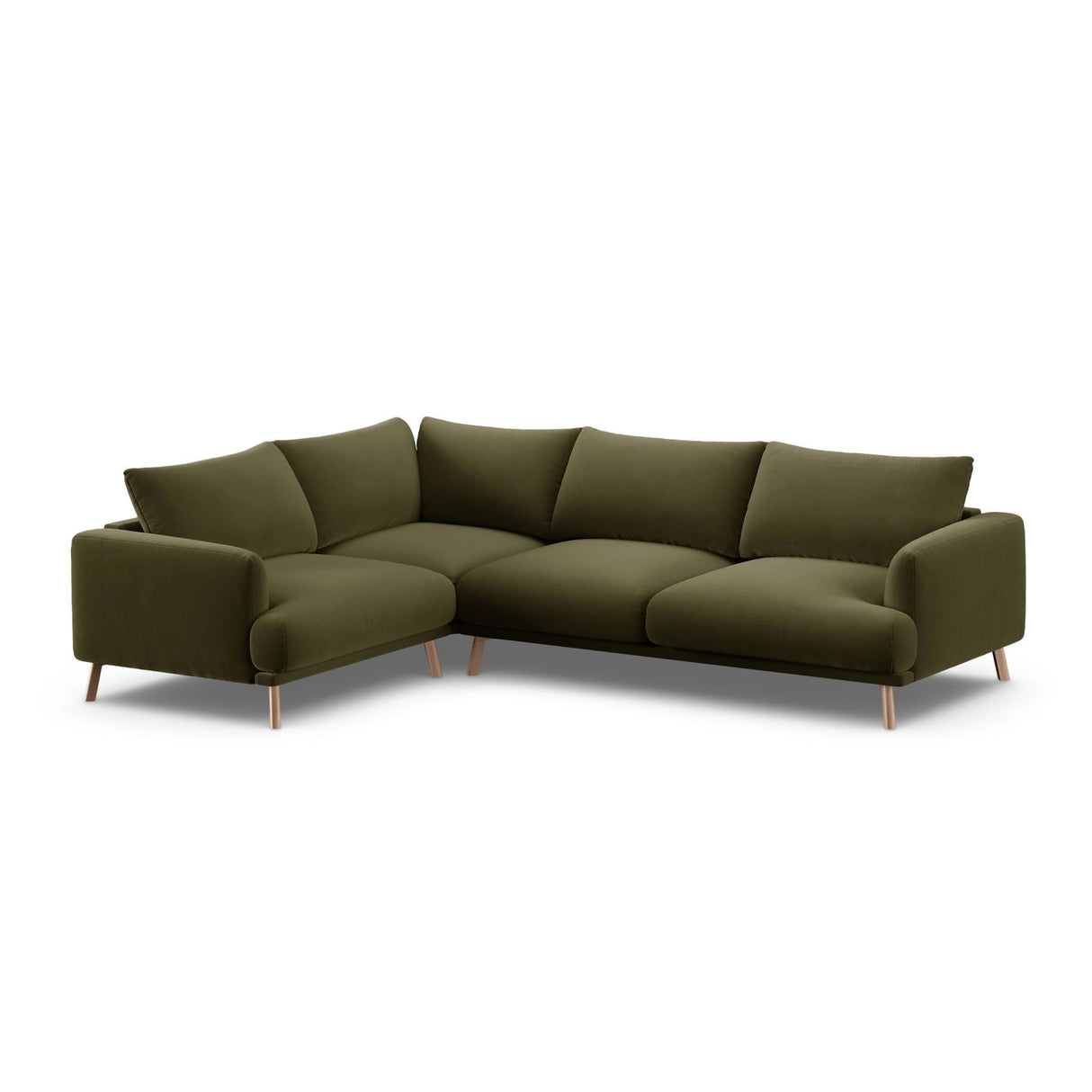 Naomi 4-Sitzer Ecksofa, Linke Seite, aus Samt in Grün (Salvador 8), 280x195 cm von Micadoni – Bild 4