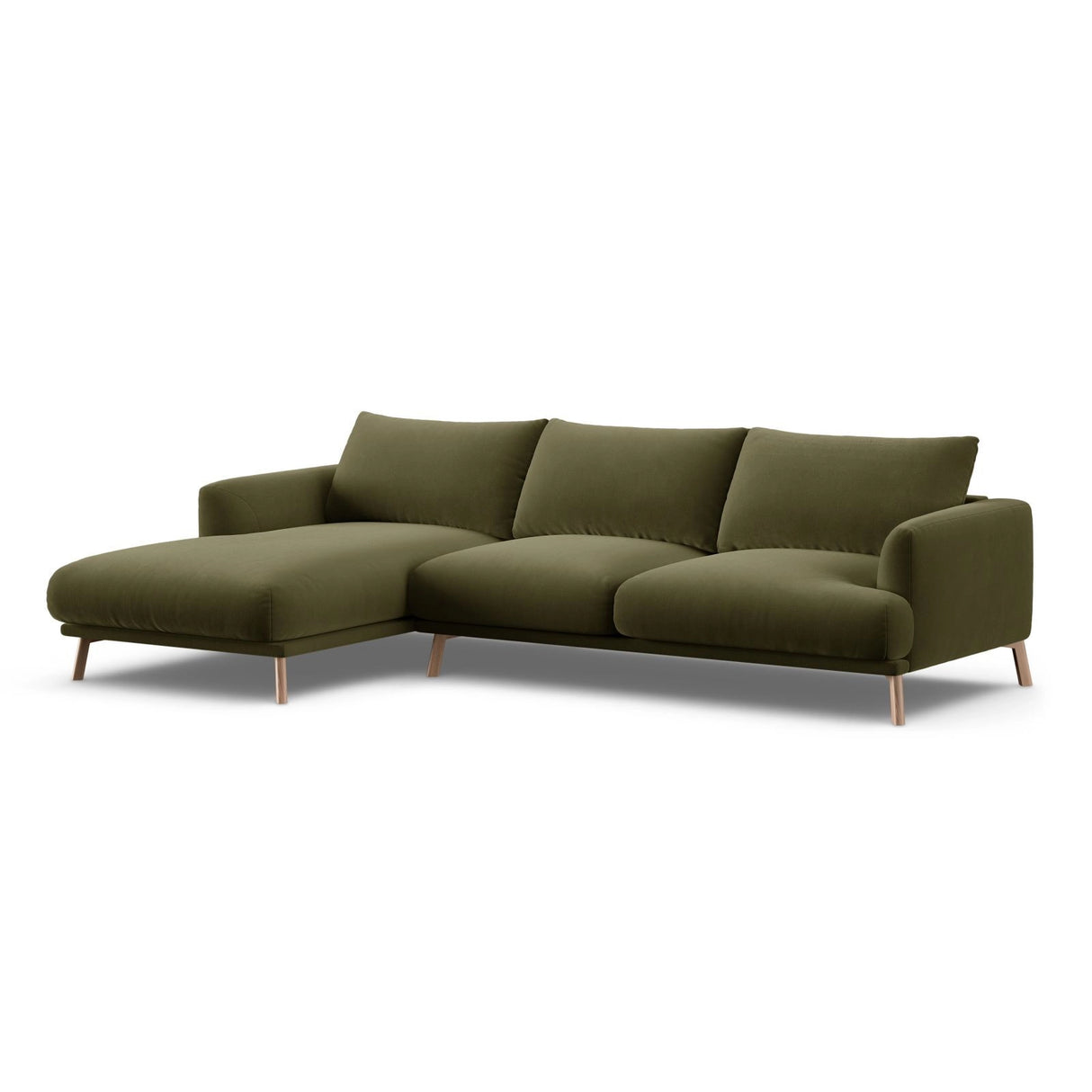 Naomi 4-Sitzer Ecksofa, Linke Seite, aus Samt in Grün (Salvador 8), 285x170 cm von Micadoni – Bild 4
