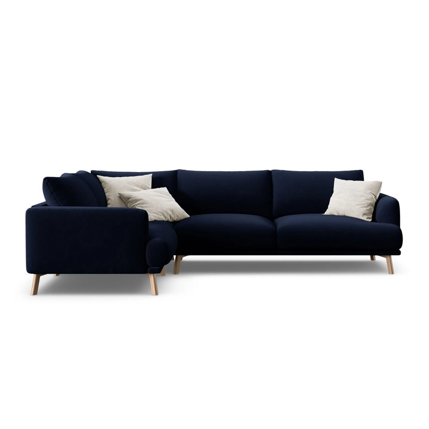 Naomi 4-Sitzer Ecksofa, Linke Seite, aus Samt in Königsblau (Salvador 5), 280x195 cm von Micadoni – Bild 1