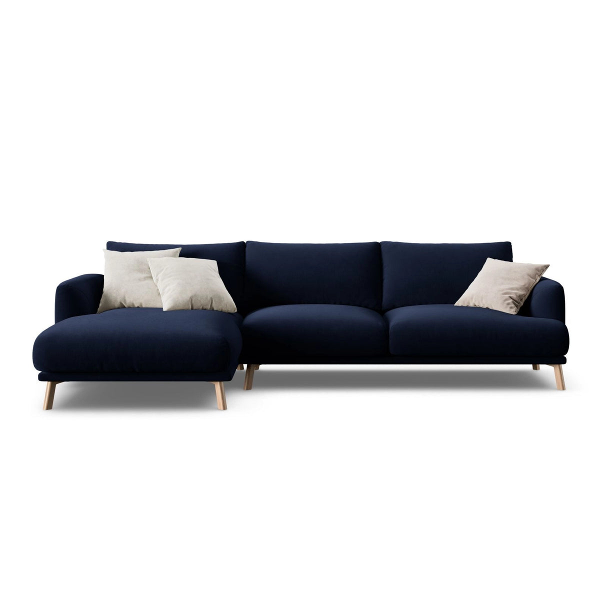 Naomi 4-Sitzer Ecksofa, Linke Seite, aus Samt in Königsblau (Salvador 5), 285x170 cm von Micadoni – Bild 1