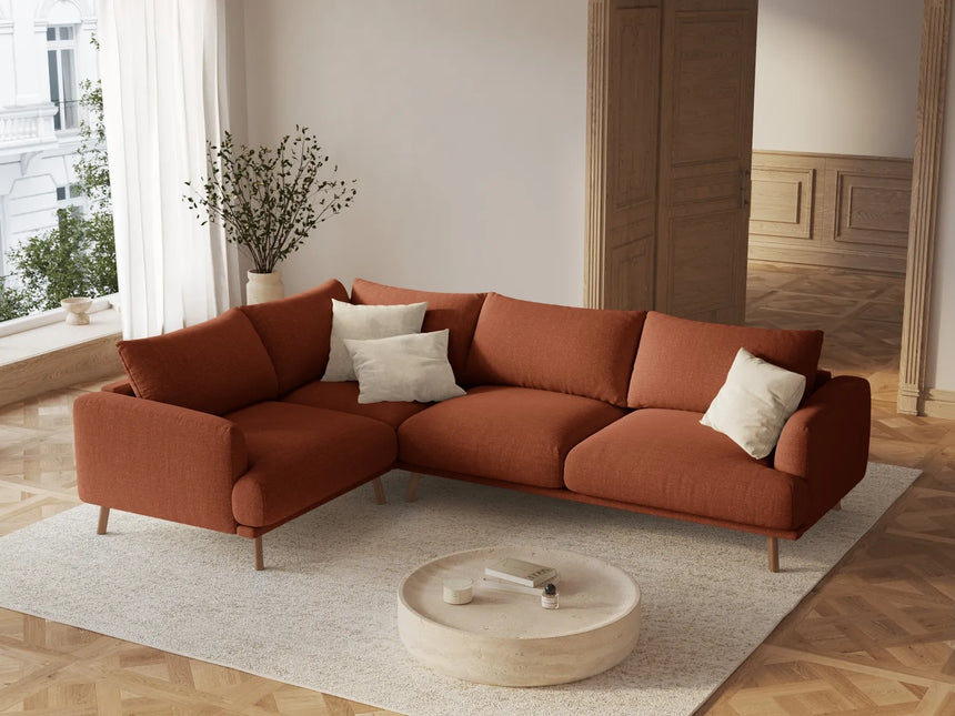 Naomi 4-Sitzer Ecksofa, Linke Seite, aus Strukturierter Stoff in Brick (Liberty 9), 280x195 cm von Micadoni – Bild 2