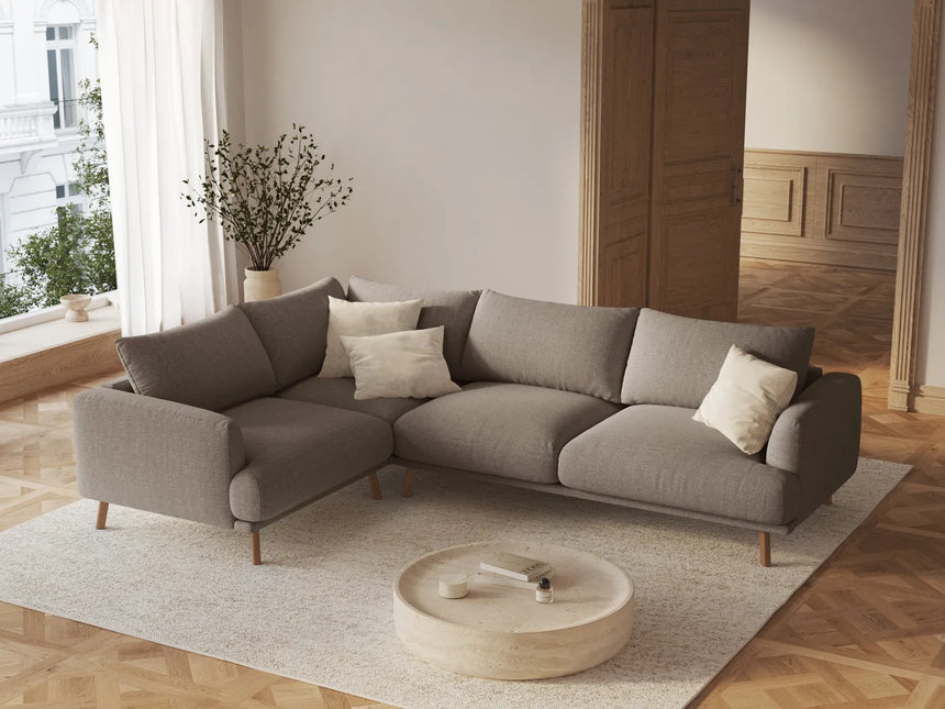 Naomi 4-Sitzer Ecksofa, Linke Seite, aus Strukturierter Stoff in Cappuccino (Liberty 5), 280x195 cm von Micadoni – Bild 2