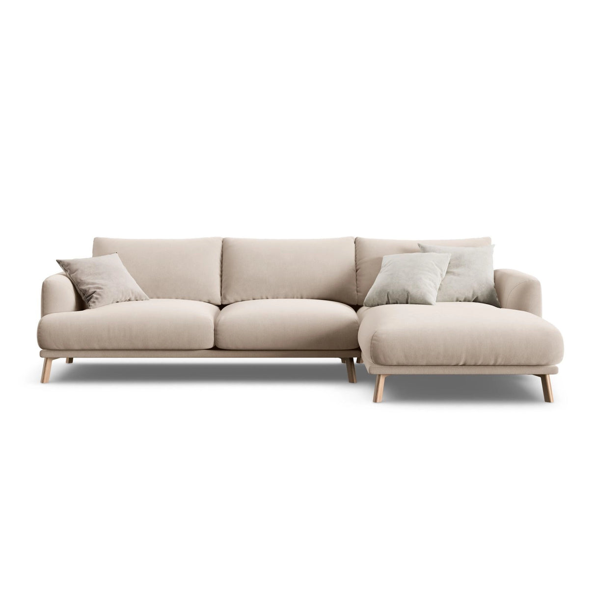 Naomi 4-Sitzer Ecksofa, Rechte Seite, aus Samt in Beige (Salvador 1), 285x170 cm von Micadoni – Bild 1