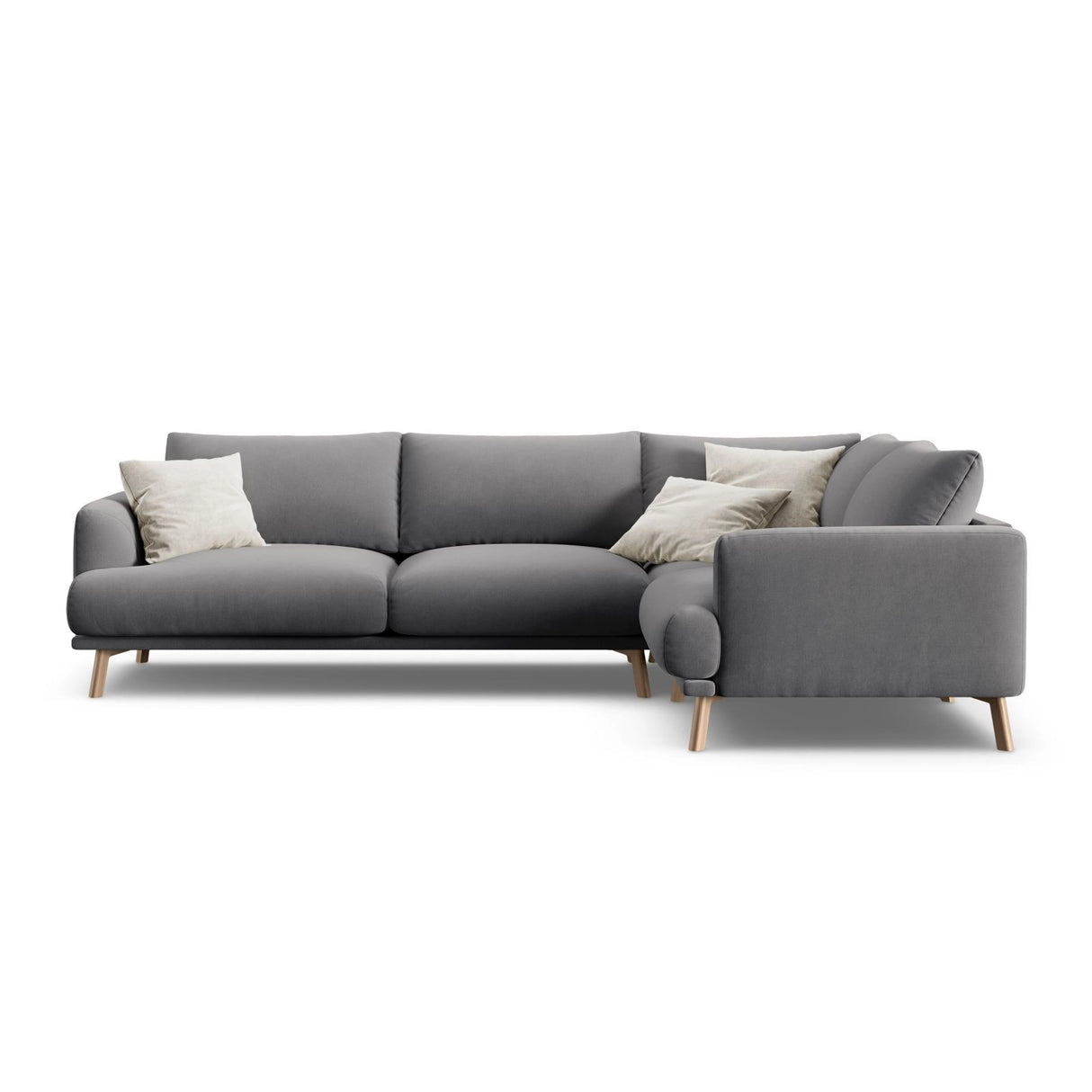 Naomi 4-Sitzer Ecksofa, Rechte Seite, aus Samt in Grau (Salvador 17), 280x195 cm von Micadoni – Bild 1