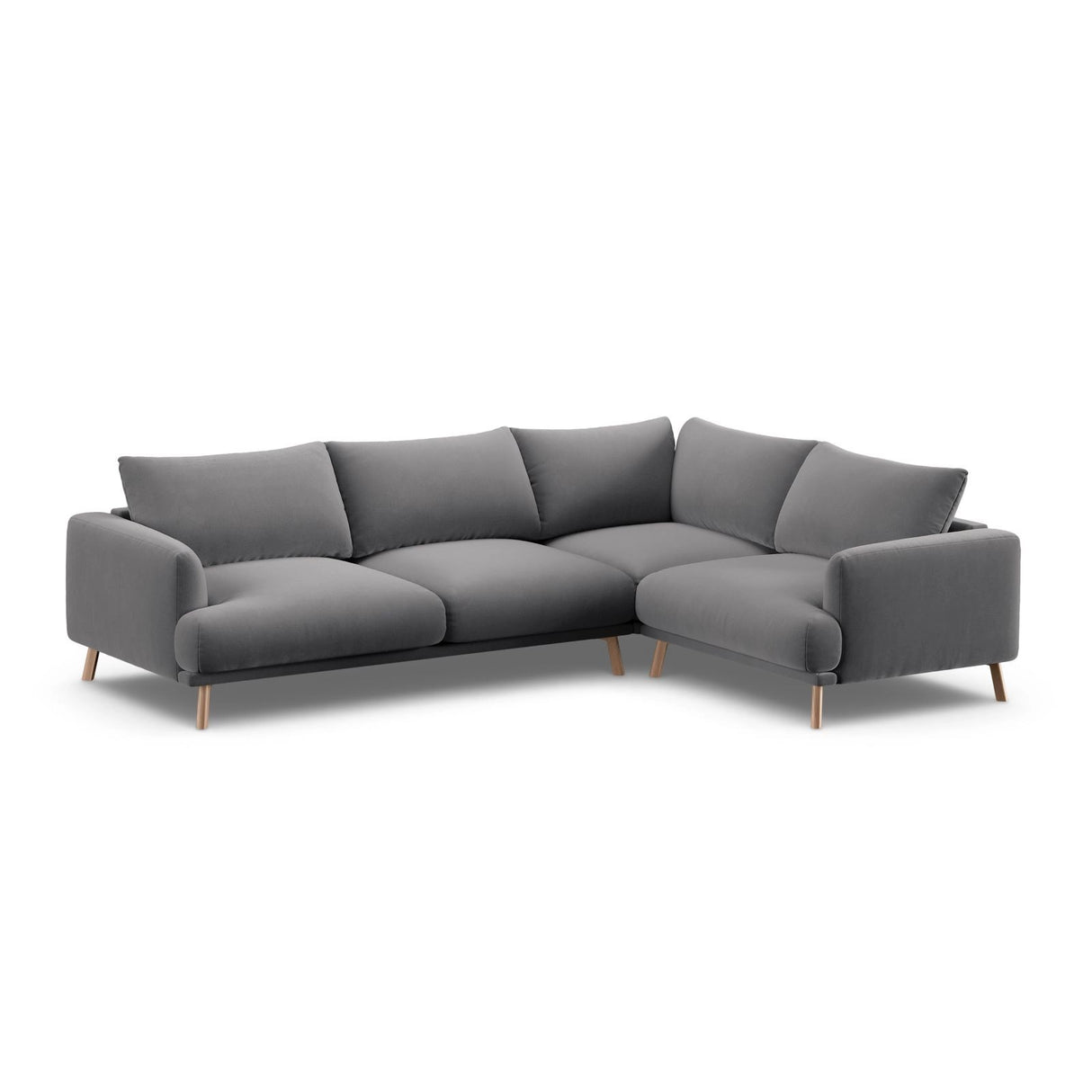 Naomi 4-Sitzer Ecksofa, Rechte Seite, aus Samt in Grau (Salvador 17), 280x195 cm von Micadoni – Bild 4