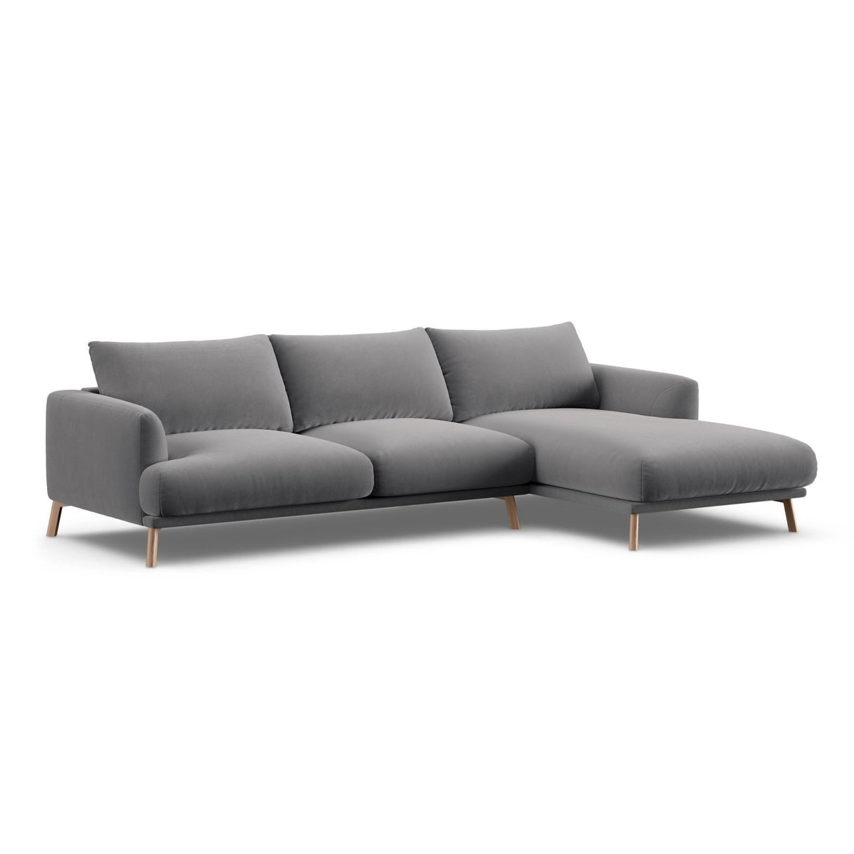 Naomi 4-Sitzer Ecksofa, Rechte Seite, aus Samt in Grau (Salvador 17), 285x170 cm von Micadoni – Bild 4