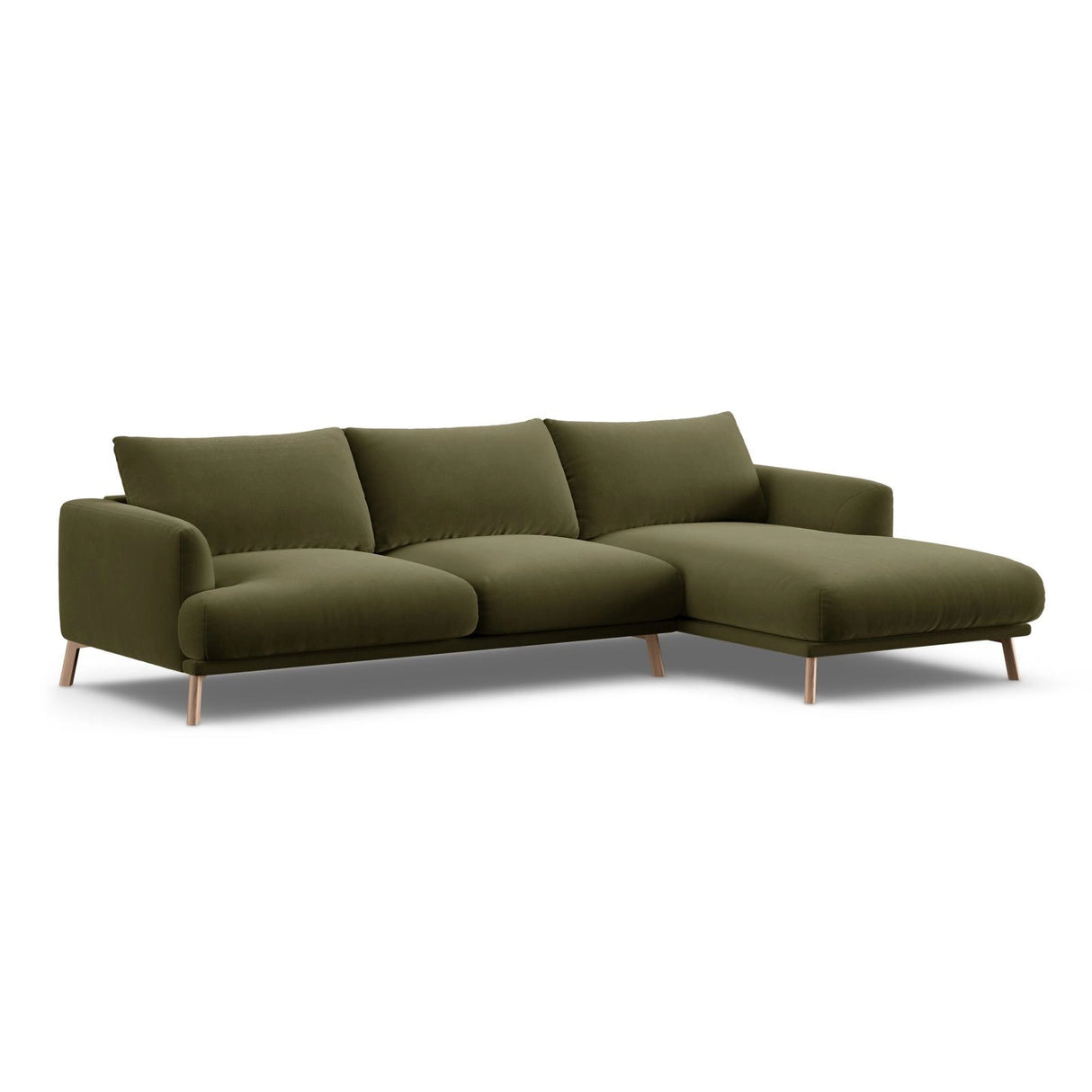 Naomi 4-Sitzer Ecksofa, Rechte Seite, aus Samt in Grün (Salvador 8), 285x170 cm von Micadoni – Bild 4