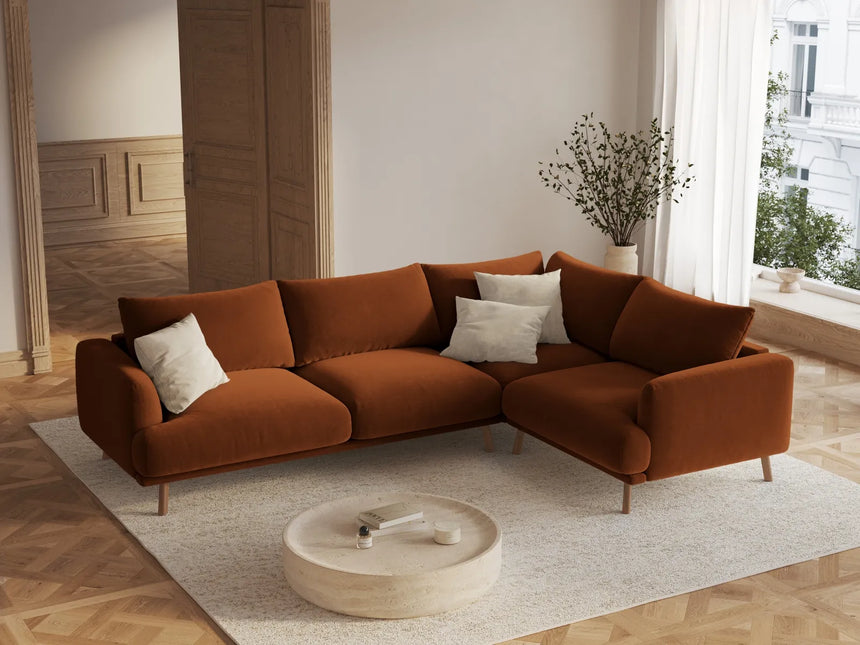 Naomi 4-Sitzer Ecksofa, Rechte Seite, aus Samt in Terrakotta (Salvador 14), 280x195 cm von Micadoni – Bild 2