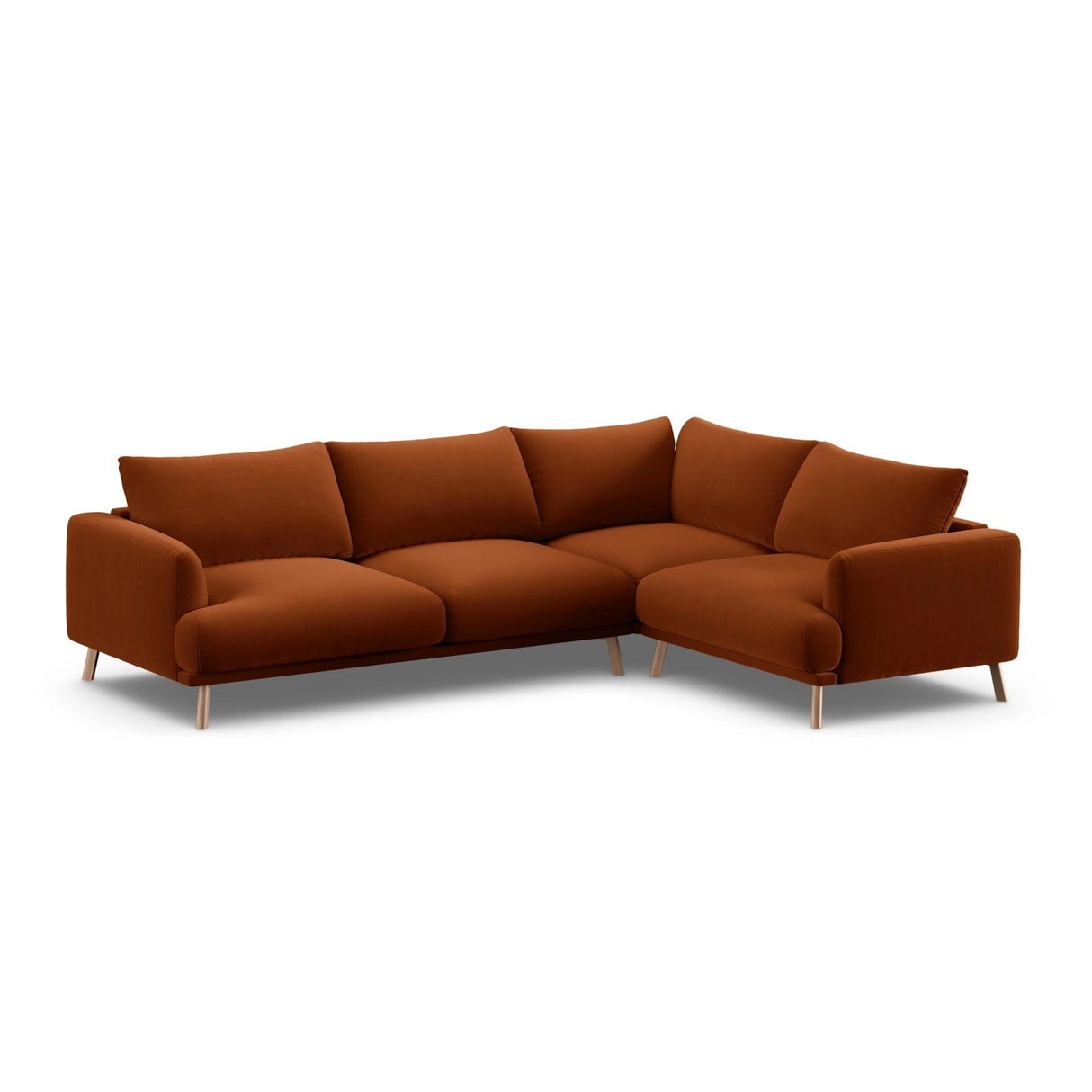 Naomi 4-Sitzer Ecksofa, Rechte Seite, aus Samt in Terrakotta (Salvador 14), 280x195 cm von Micadoni – Bild 4