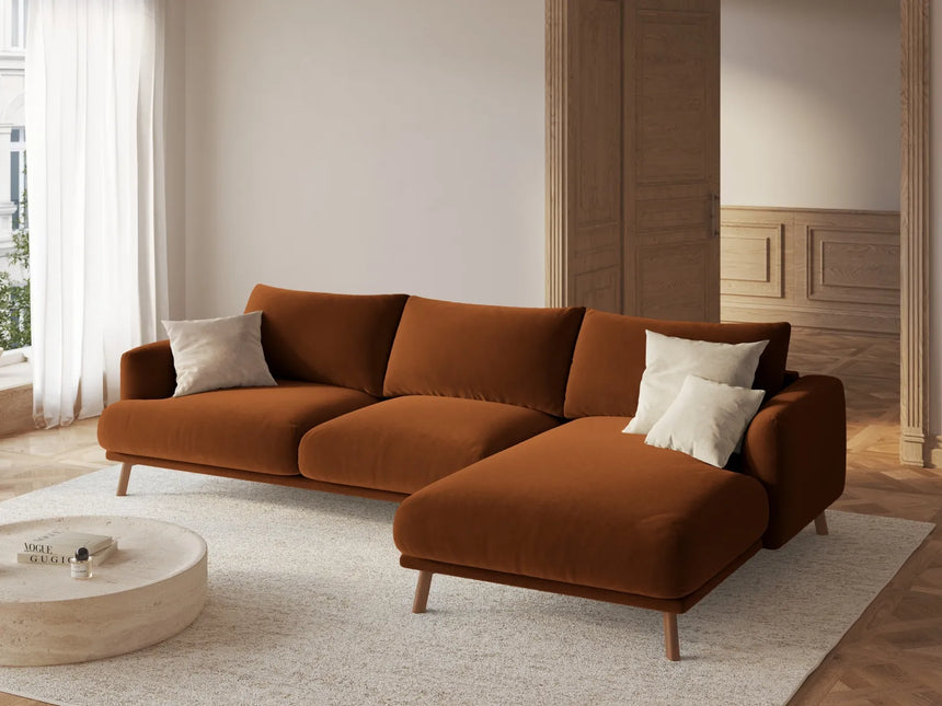 Naomi 4-Sitzer Ecksofa, Rechte Seite, aus Samt in Terrakotta (Salvador 14), 285x170 cm von Micadoni – Bild 2