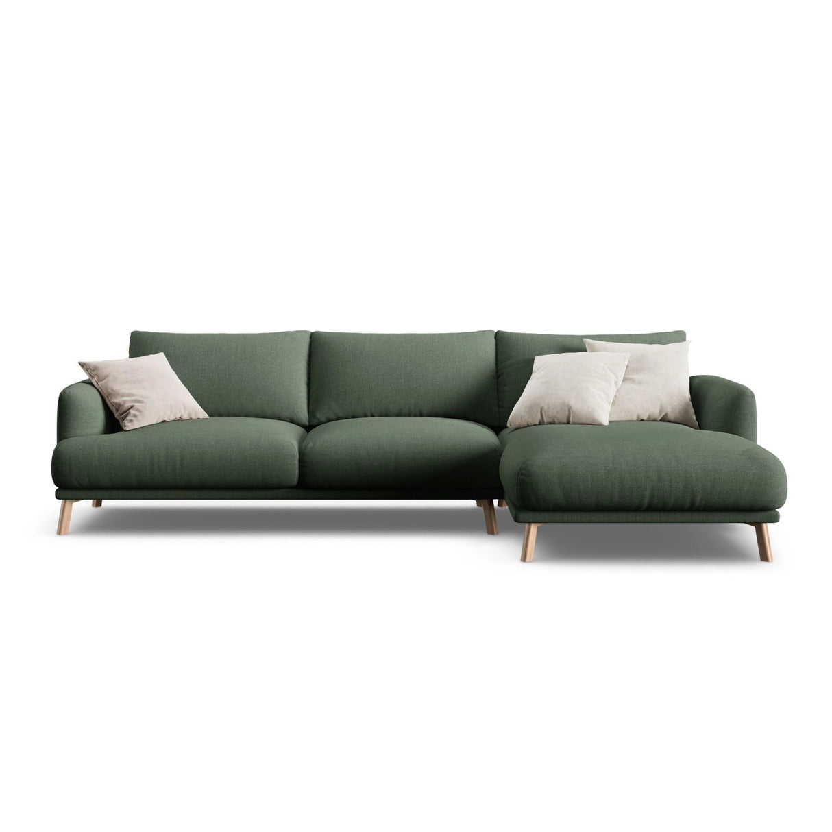 Naomi 4-Sitzer Ecksofa, Rechte Seite, aus Strukturierter Stoff in Moosgrün (Liberty 12), 285x170 cm von Micadoni – Bild 1