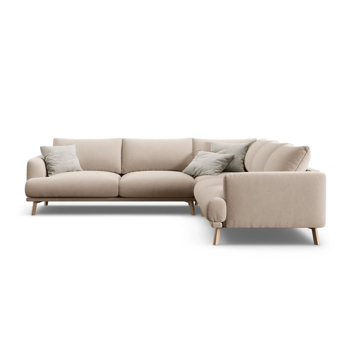 Naomi 5-Sitzer Ecksofa, Symmetrisch, aus Samt in Beige (Salvador 1), 280x280 cm von Micadoni – Bild 1