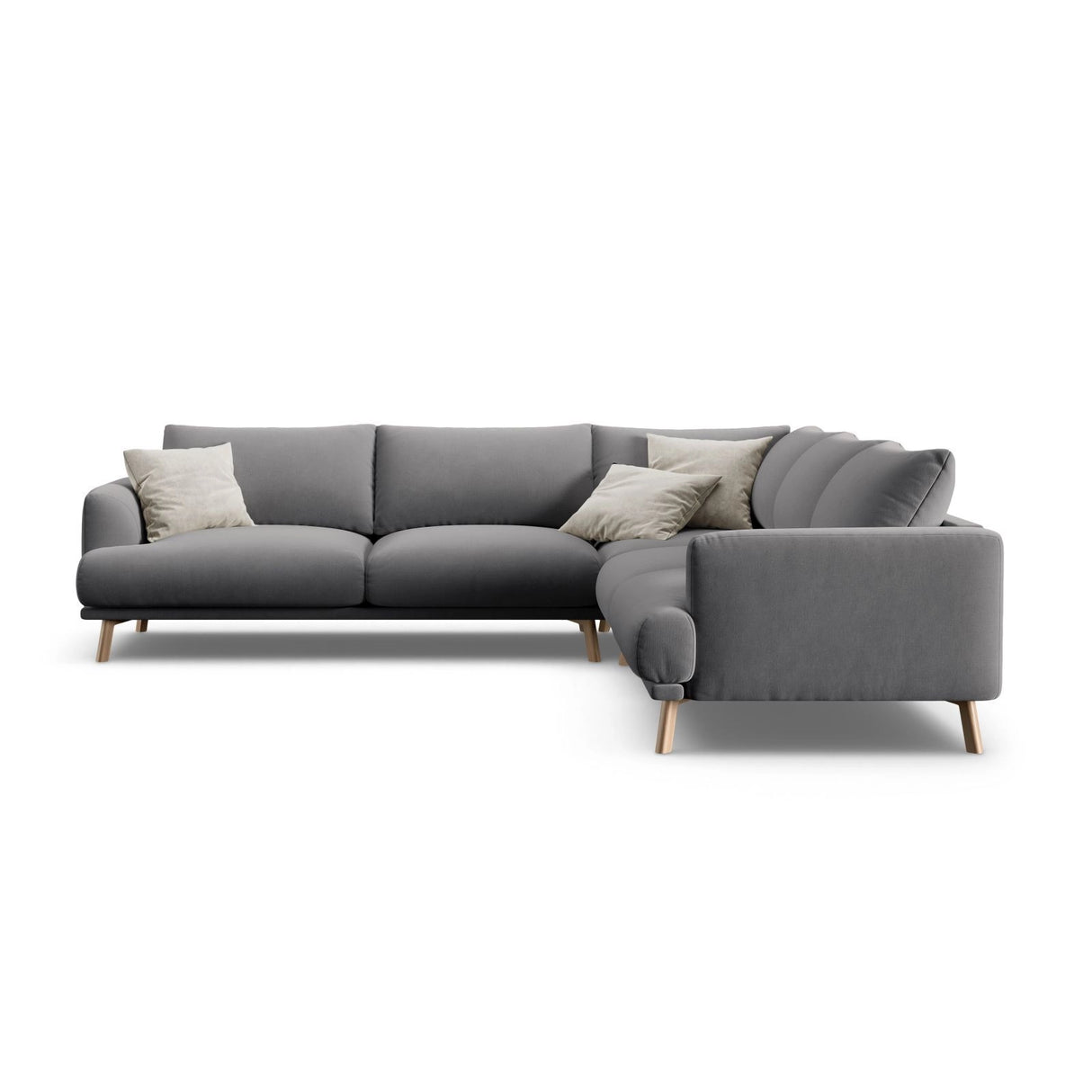 Naomi 5-Sitzer Ecksofa, Symmetrisch, aus Samt in Grau (Salvador 17), 280x280 cm von Micadoni – Bild 1