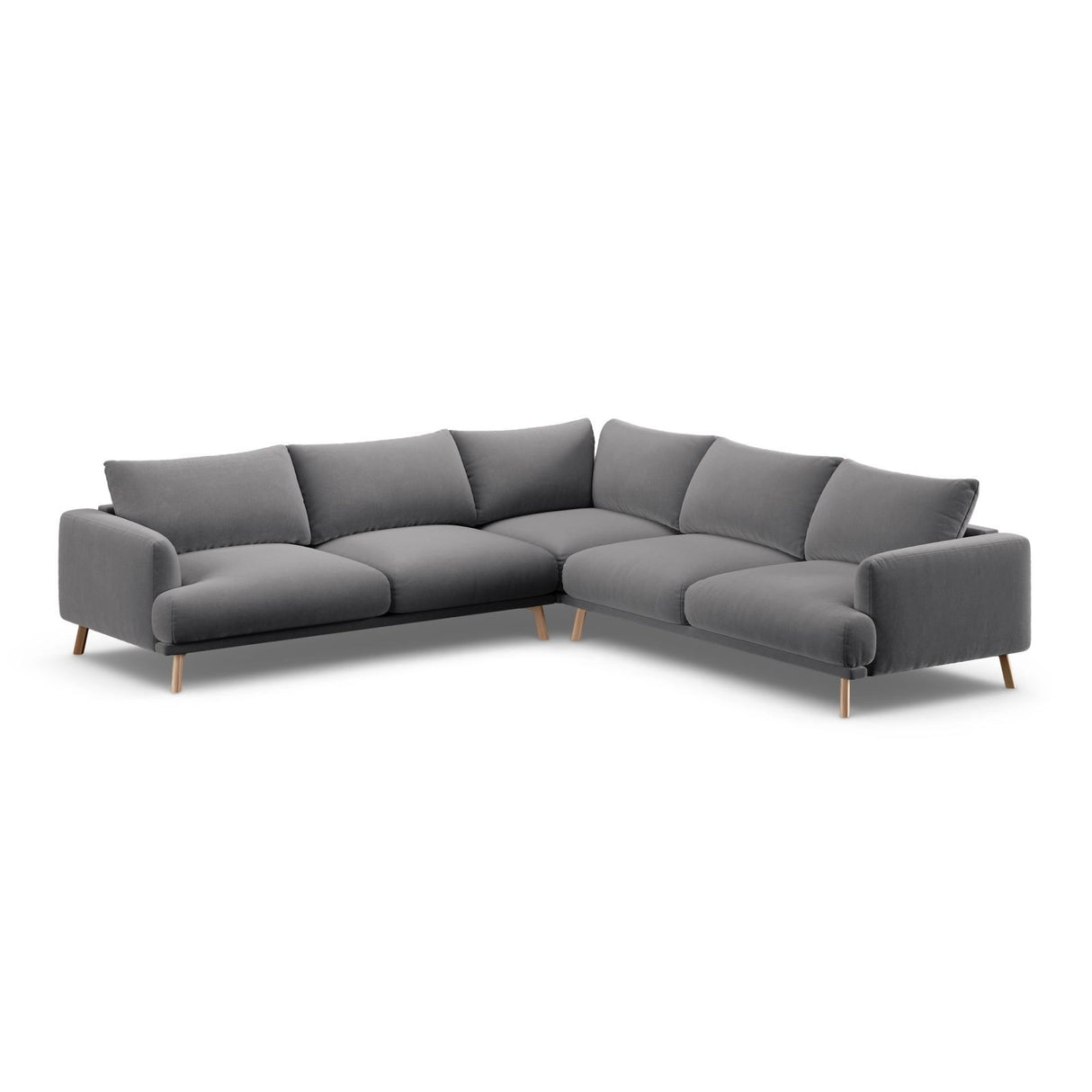 Naomi 5-Sitzer Ecksofa, Symmetrisch, aus Samt in Grau (Salvador 17), 280x280 cm von Micadoni – Bild 4