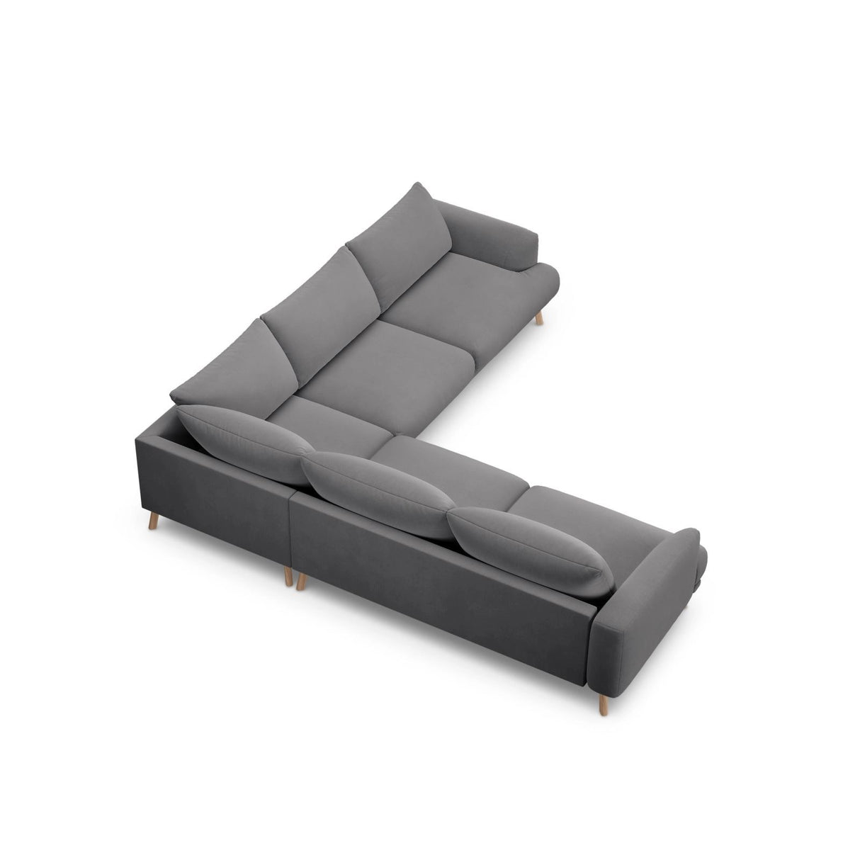 Naomi 5-Sitzer Ecksofa, Symmetrisch, aus Samt in Grau (Salvador 17), 280x280 cm von Micadoni – Bild 5