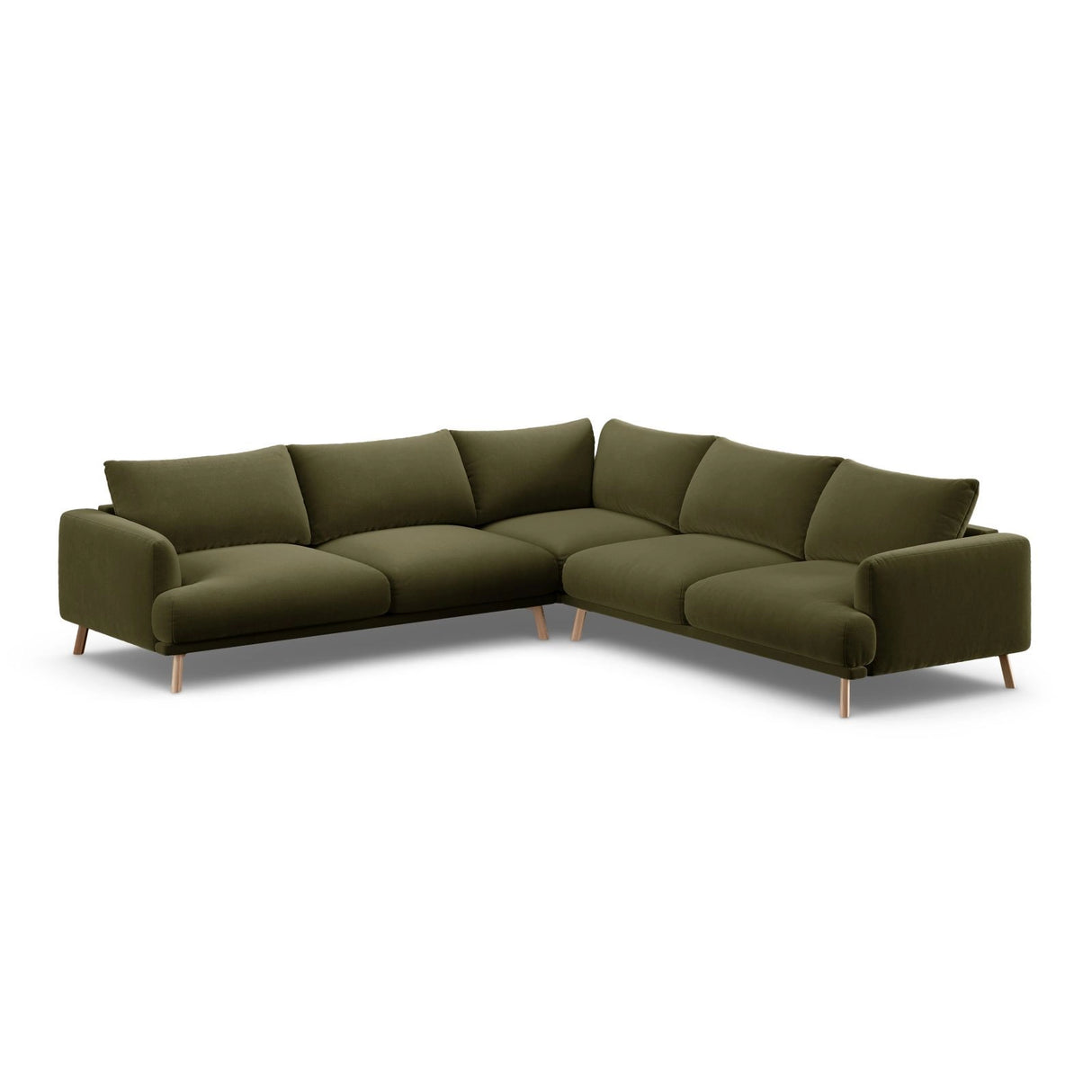 Naomi 5-Sitzer Ecksofa, Symmetrisch, aus Samt in Grün (Salvador 8), 280x280 cm von Micadoni – Bild 4