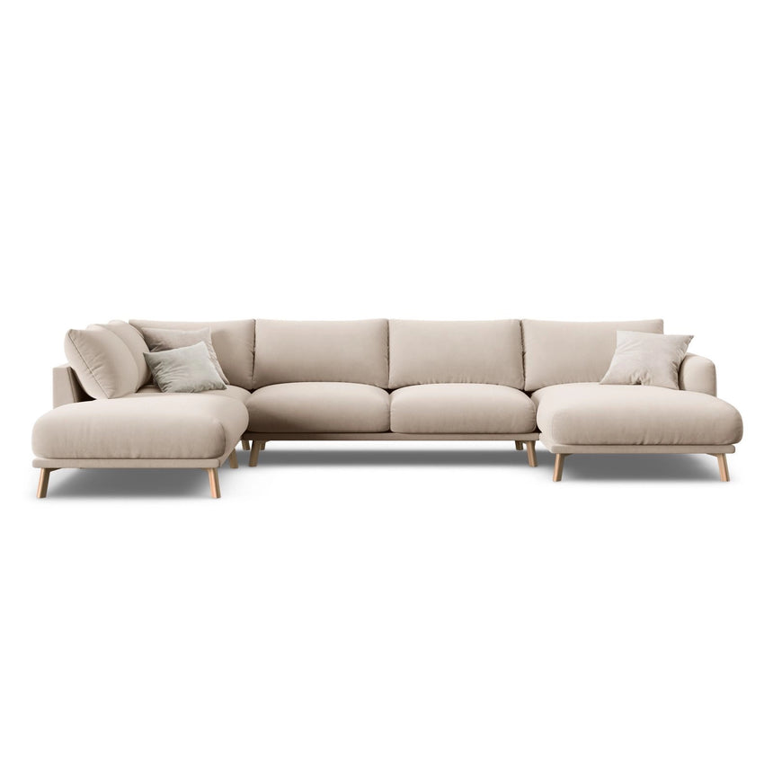 Naomi 6-Sitzer Panoramasofa, Linke Seite, aus Samt in Beige (Salvador 1), 365x235 cm von Micadoni – Bild 1