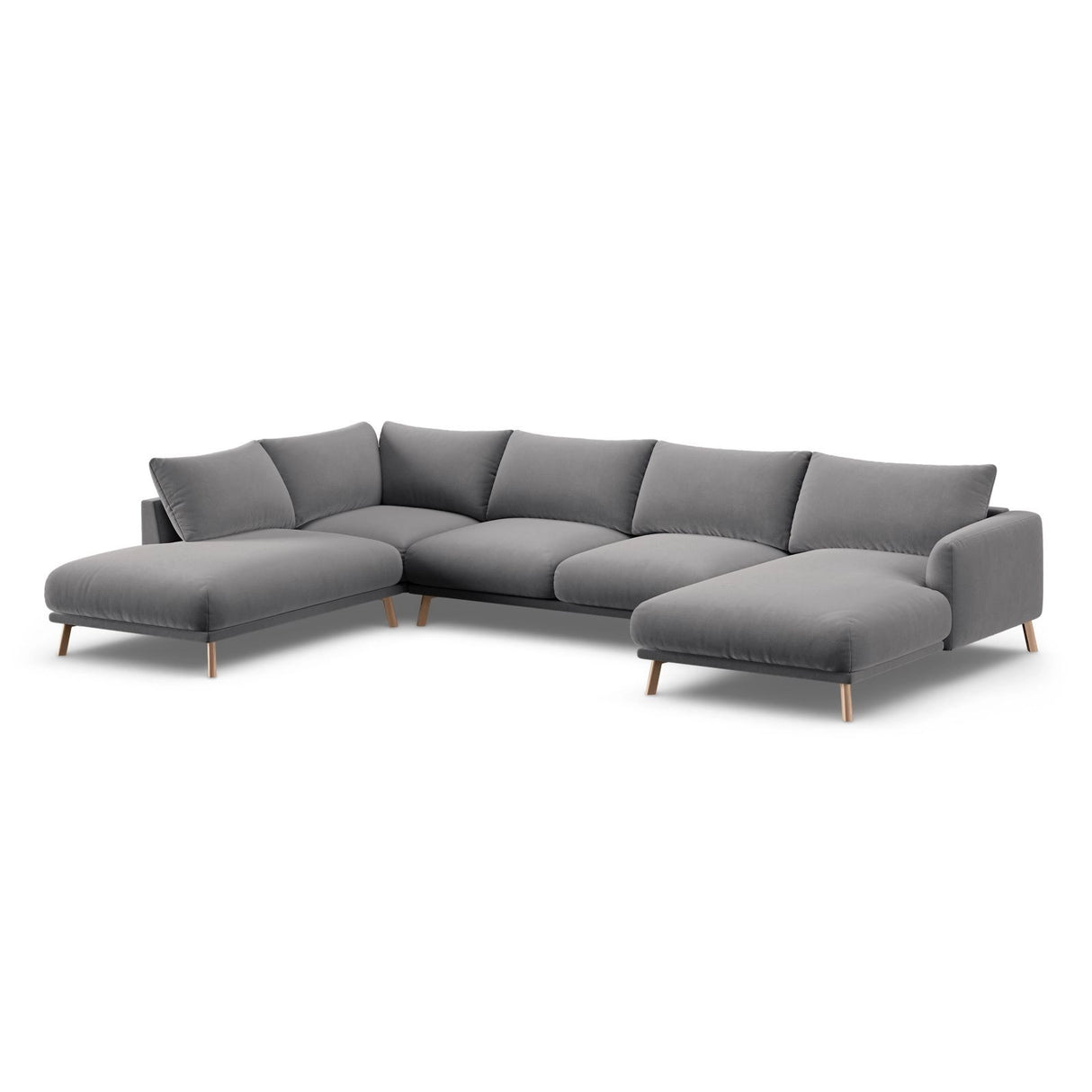 Naomi 6-Sitzer Panoramasofa, Linke Seite, aus Samt in Grau (Salvador 17), 365x235 cm von Micadoni – Bild 4