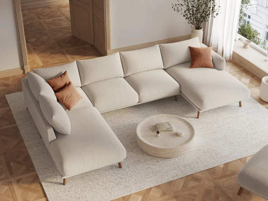 Naomi 6-Sitzer Panoramasofa, Linke Seite, aus Samt oder Strukturstoff, 365x235 cm von Micadoni – Bild 2