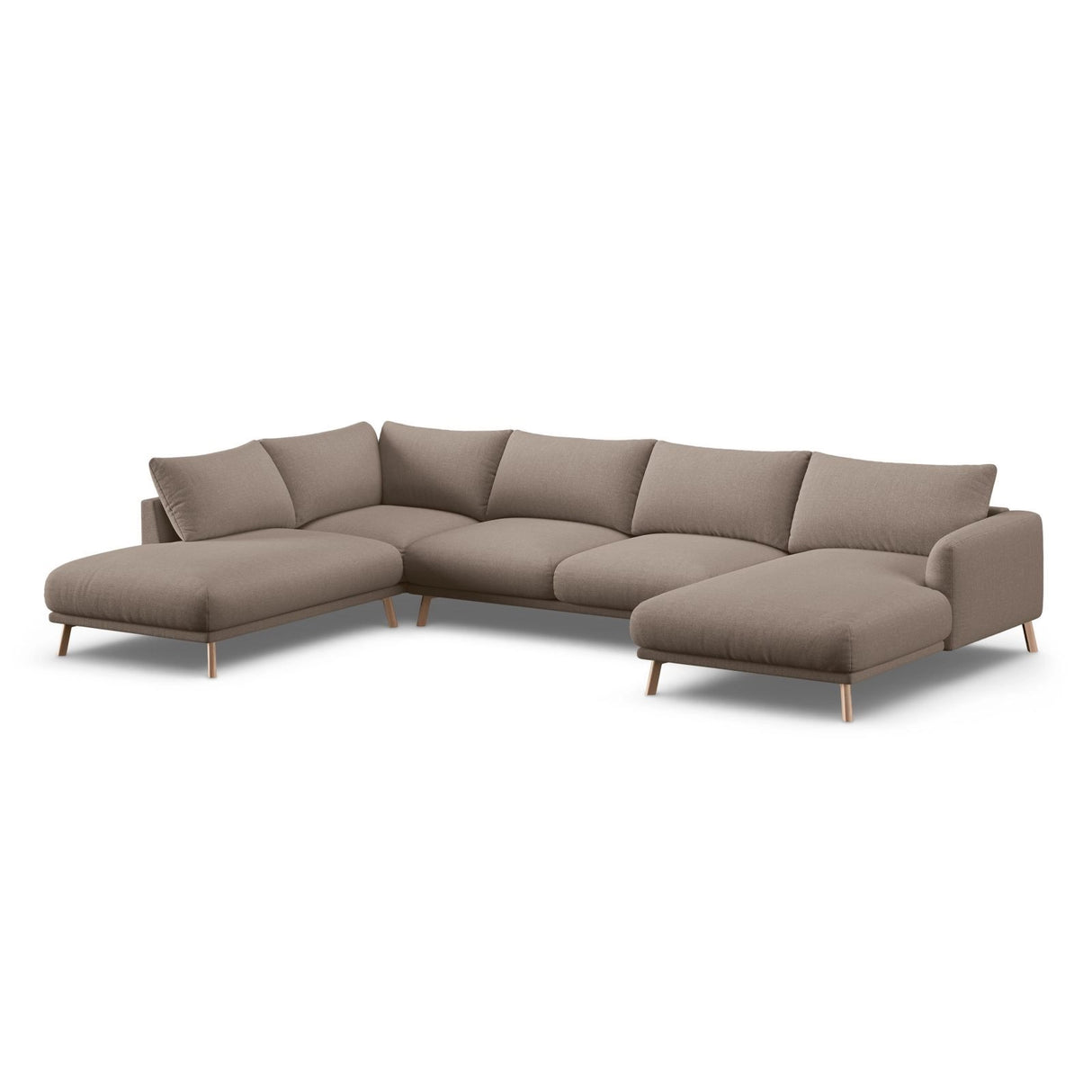 Naomi 6-Sitzer Panoramasofa, Linke Seite, aus Strukturierter Stoff in Cappuccino (Liberty 5), 365x235 cm von Micadoni – Bild 4