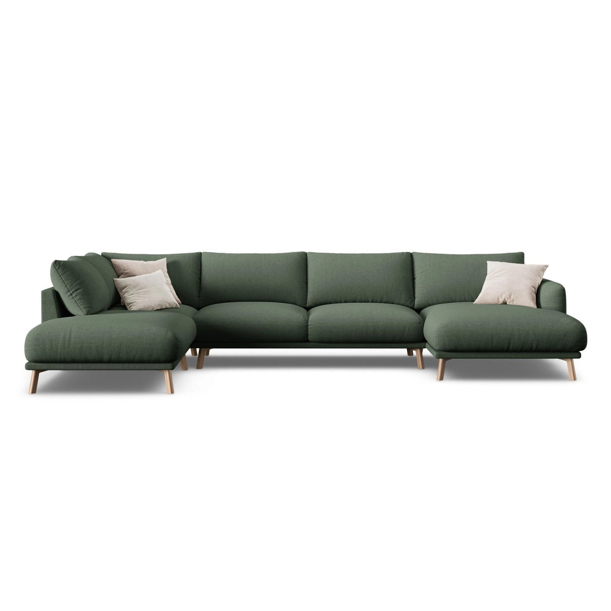 Naomi 6-Sitzer Panoramasofa, Linke Seite, aus Strukturierter Stoff in Moosgrün (Liberty 12), 365x235 cm von Micadoni – Bild 1