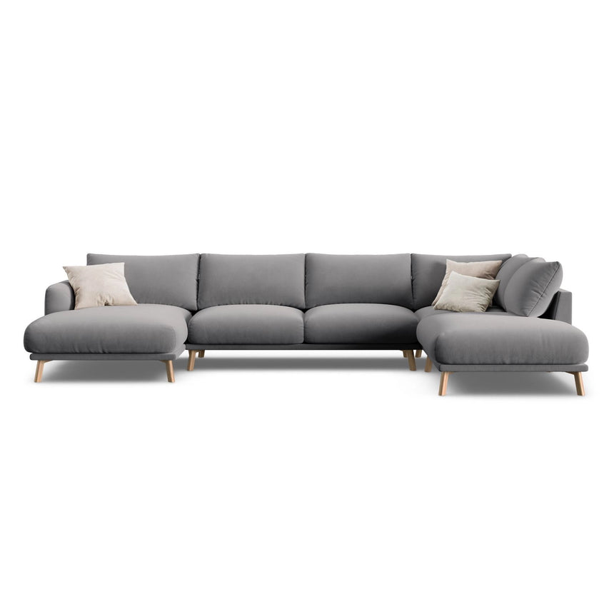Naomi 6-Sitzer Panoramasofa, Rechte Seite, aus Samt in Grau (Salvador 17), 365x235 cm von Micadoni – Bild 1