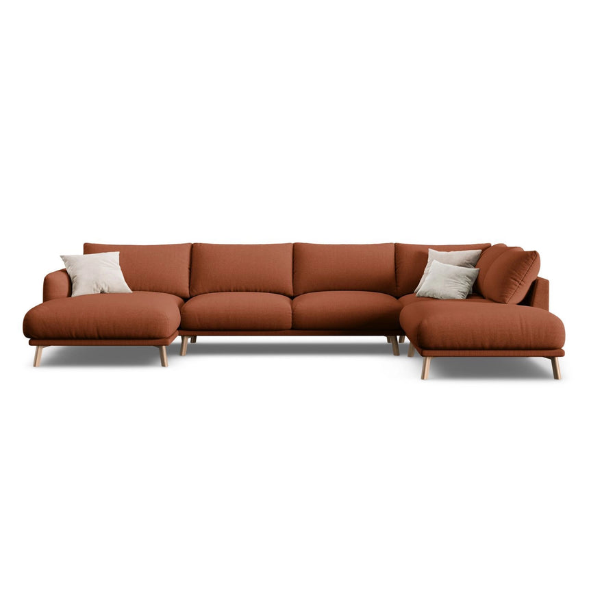 Naomi 6-Sitzer Panoramasofa, Rechte Seite, aus Strukturierter Stoff in Brick (Liberty 9), 365x235 cm von Micadoni – Bild 1