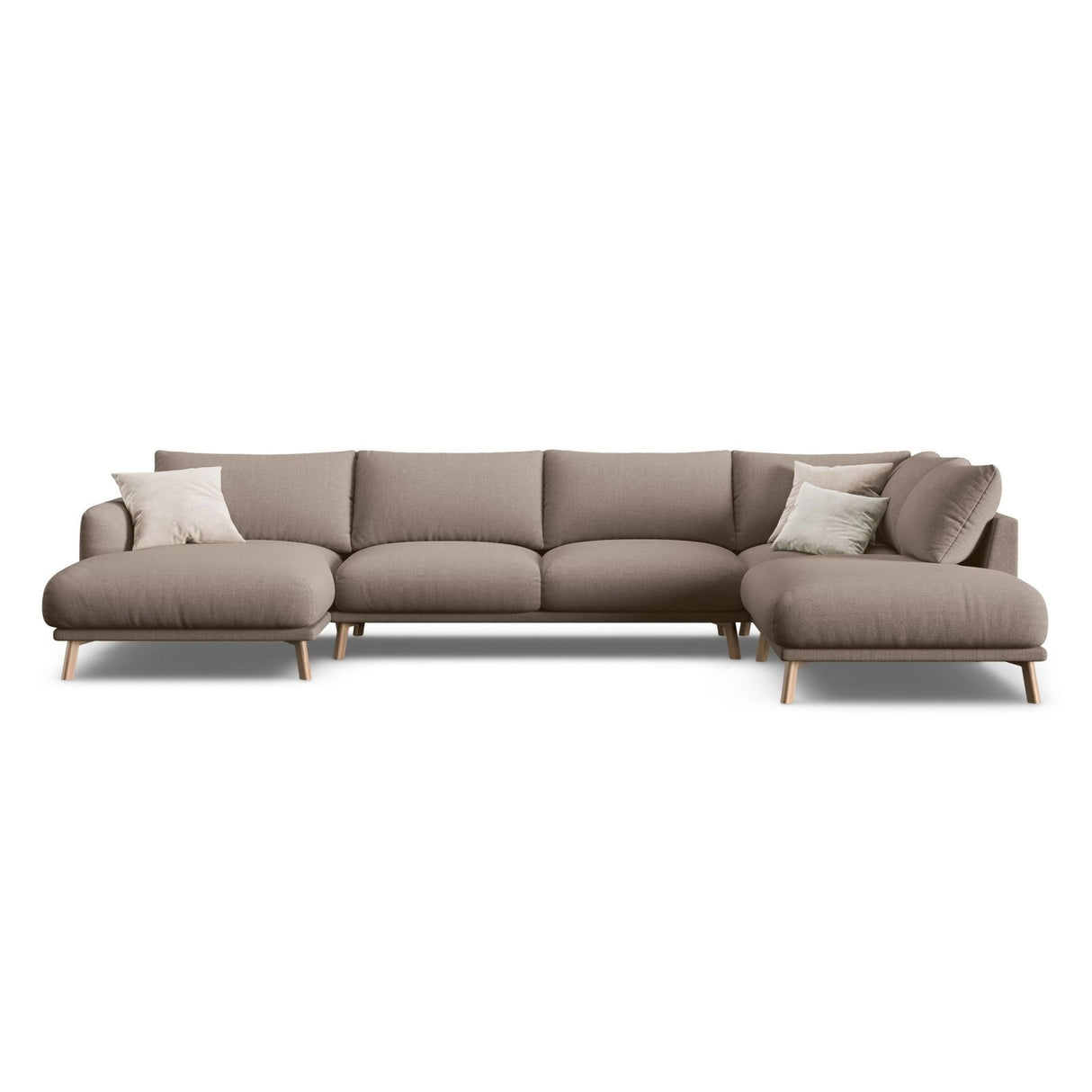 Naomi 6-Sitzer Panoramasofa, Rechte Seite, aus Strukturierter Stoff in Cappuccino (Liberty 5), 365x235 cm von Micadoni – Bild 1