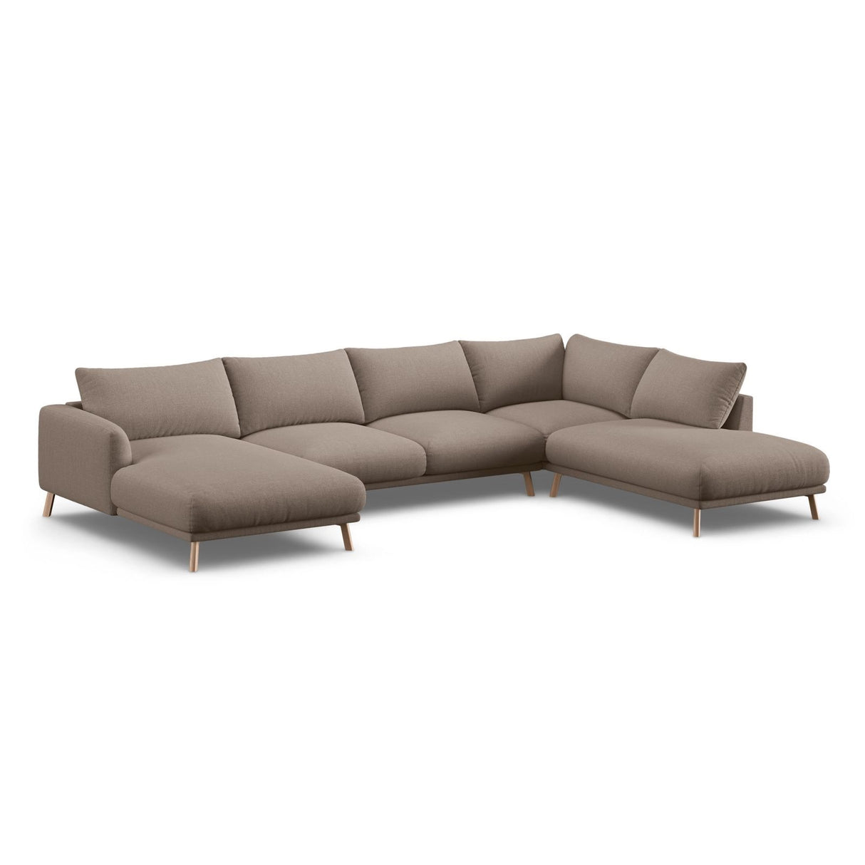 Naomi 6-Sitzer Panoramasofa, Rechte Seite, aus Strukturierter Stoff in Cappuccino (Liberty 5), 365x235 cm von Micadoni – Bild 4