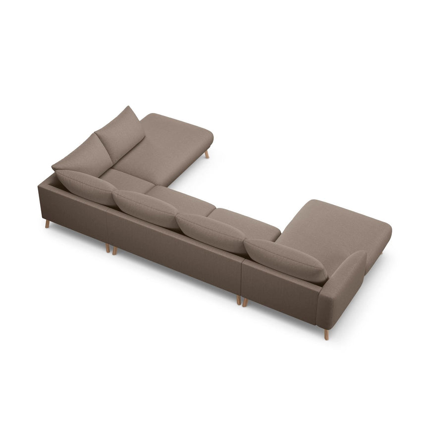 Naomi 6-Sitzer Panoramasofa, Rechte Seite, aus Strukturierter Stoff in Cappuccino (Liberty 5), 365x235 cm von Micadoni – Bild 5