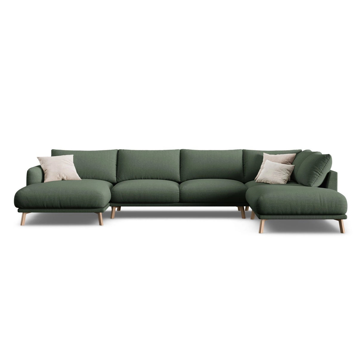 Naomi 6-Sitzer Panoramasofa, Rechte Seite, aus Strukturierter Stoff in Moosgrün (Liberty 12), 365x235 cm von Micadoni – Bild 1