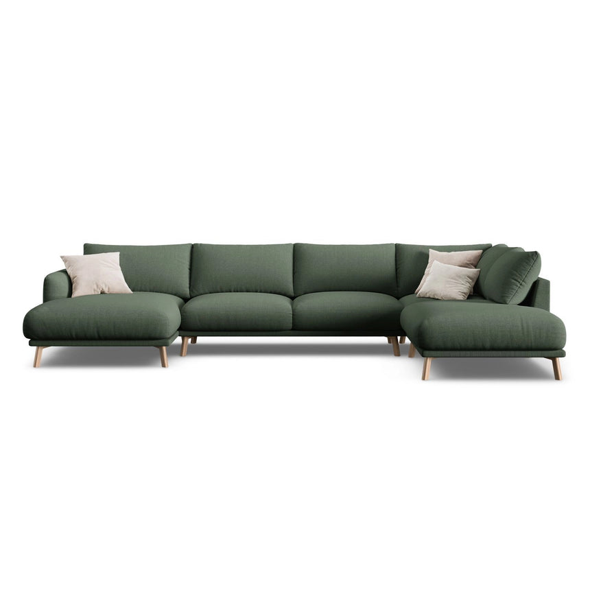 Naomi 6-Sitzer Panoramasofa, Rechte Seite, aus Strukturierter Stoff in Moosgrün (Liberty 12), 365x235 cm von Micadoni – Bild 1