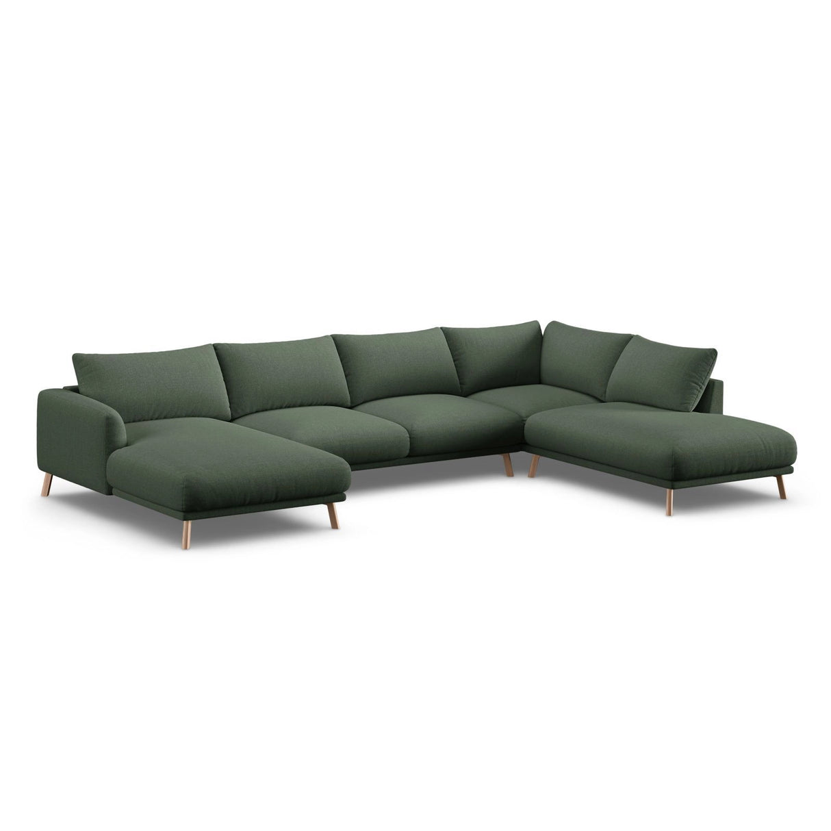 Naomi 6-Sitzer Panoramasofa, Rechte Seite, aus Strukturierter Stoff in Moosgrün (Liberty 12), 365x235 cm von Micadoni – Bild 4