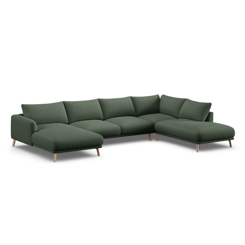 Naomi 6-Sitzer Panoramasofa, Rechte Seite, aus Strukturierter Stoff in Moosgrün (Liberty 12), 365x235 cm von Micadoni – Bild 4