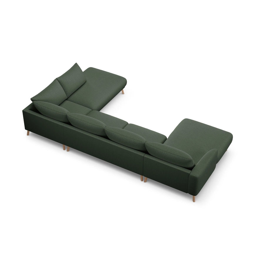 Naomi 6-Sitzer Panoramasofa, Rechte Seite, aus Strukturierter Stoff in Moosgrün (Liberty 12), 365x235 cm von Micadoni – Bild 5