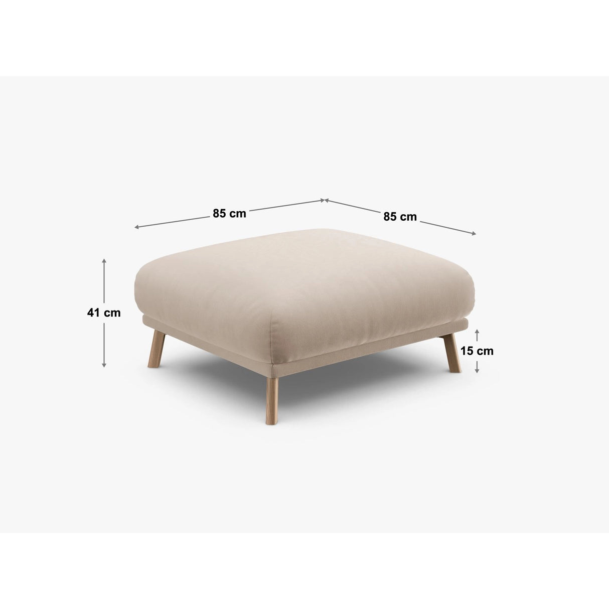 Naomi Pouf aus Strukturierter Stoff in Cappuccino (Liberty 5), 85x85 cm von Micadoni – Bild 3