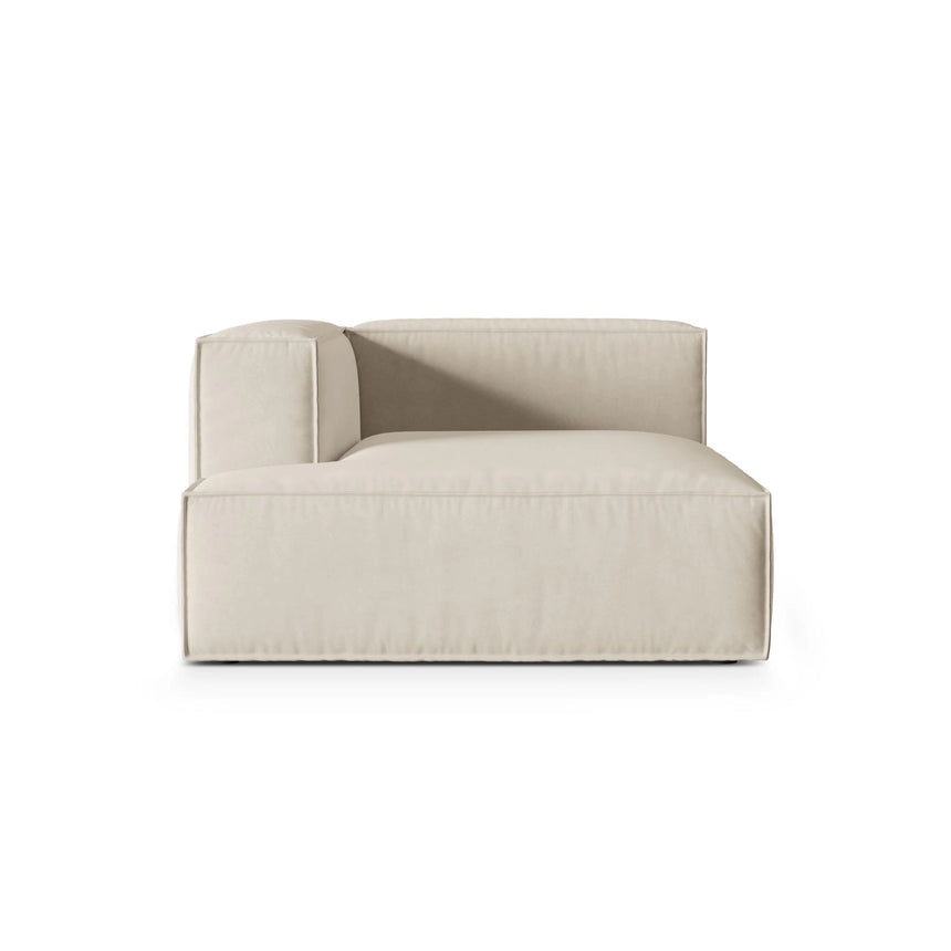 Nuria Modulares Sofa Sitzelement, Linke Seite, aus Samt in Beige (Paris Cream), 147x127 cm von Micadoni – Bild 1
