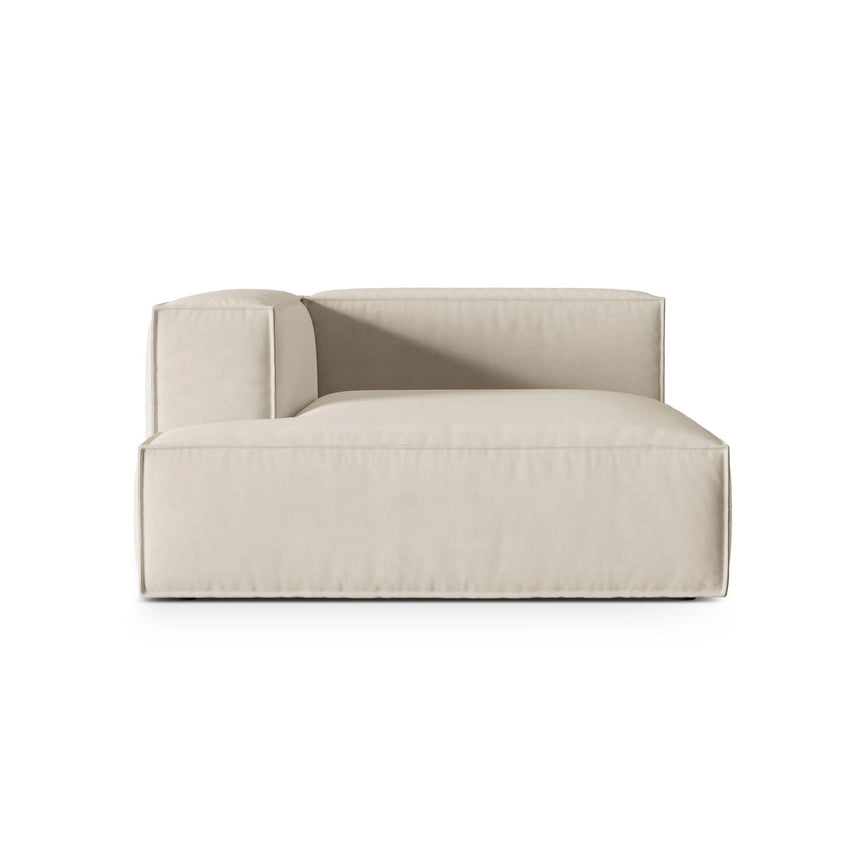 Nuria Modulares Sofa Sitzelement, Linke Seite, aus Samt in Beige (Paris Cream), 147x147 cm von Micadoni – Bild 1