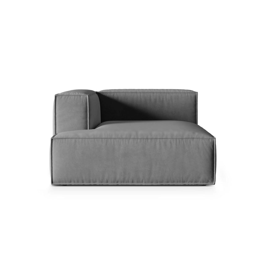 Nuria Modulares Sofa Sitzelement, Linke Seite, aus Samt in Grau (Paris Steel), 147x127 cm von Micadoni – Bild 1