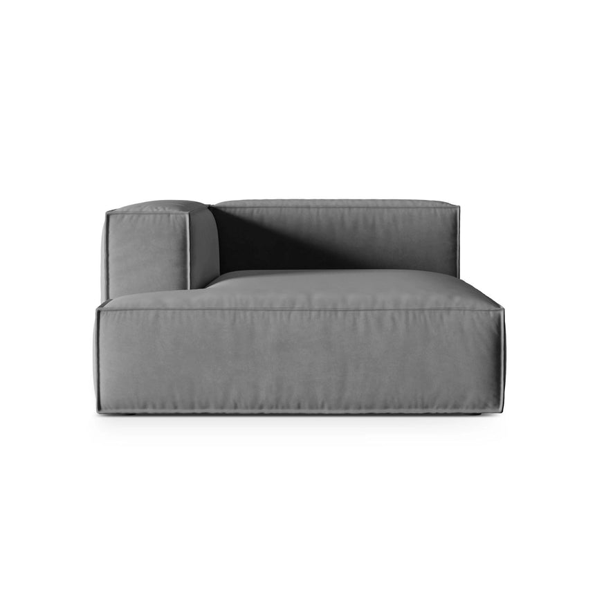 Nuria Modulares Sofa Sitzelement, Linke Seite, aus Samt in Grau (Paris Steel), 147x147 cm von Micadoni – Bild 1