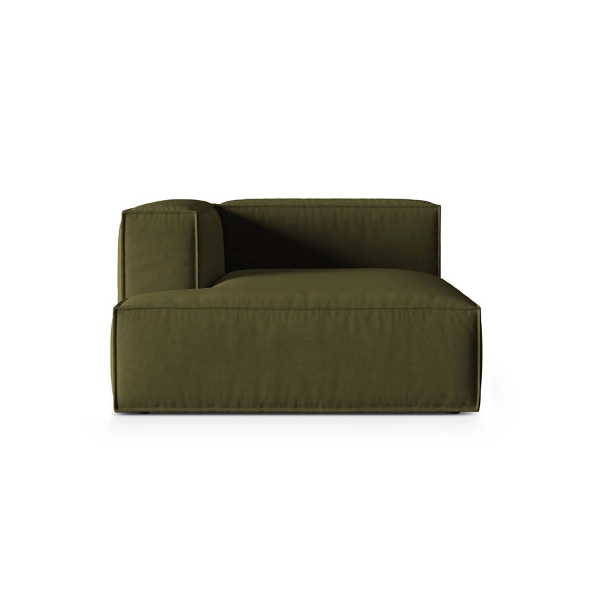 Nuria Modulares Sofa Sitzelement, Linke Seite, aus Samt in Moosgrün meliert (Paris Forest), 147x127 cm von Micadoni – Bild 1