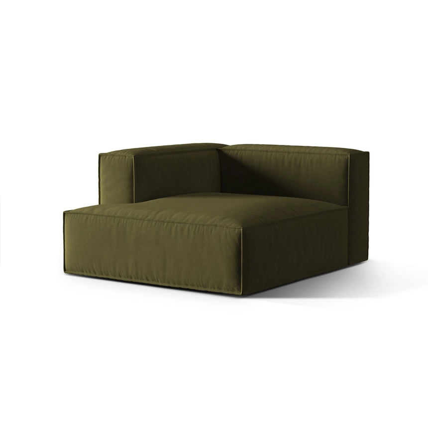 Nuria Modulares Sofa Sitzelement, Linke Seite, aus Samt in Moosgrün meliert (Paris Forest), 147x127 cm von Micadoni – Bild 3
