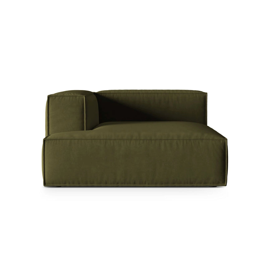 Nuria Modulares Sofa Sitzelement, Linke Seite, aus Samt in Moosgrün meliert (Paris Forest), 147x147 cm von Micadoni – Bild 1