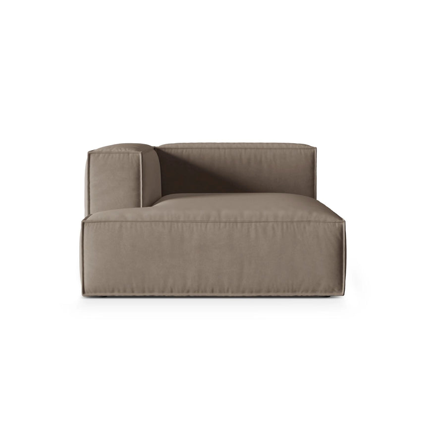 Nuria Modulares Sofa Sitzelement, Linke Seite, aus Samt in Warmes Grau (Paris Khaki), 147x127 cm von Micadoni – Bild 1