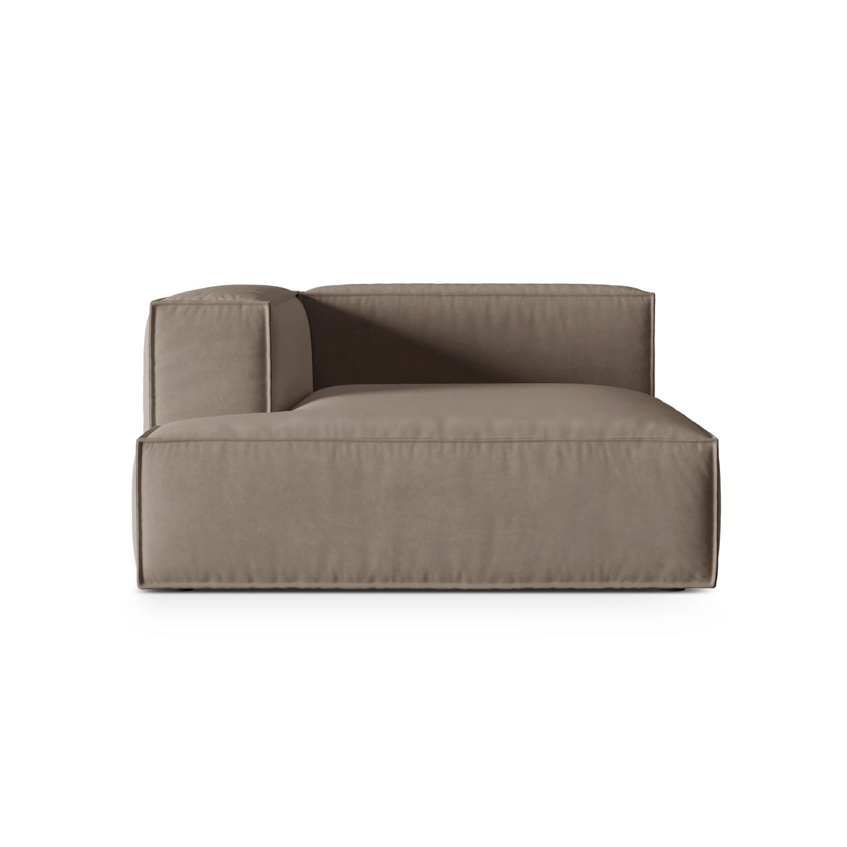 Nuria Modulares Sofa Sitzelement, Linke Seite, aus Samt in Warmes Grau (Paris Khaki), 147x147 cm von Micadoni – Bild 1