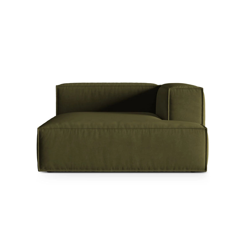 Nuria Modulares Sofa Sitzelement, Rechte Seite, aus Samt in Moosgrün meliert (Paris Forest), 147x147 cm von Micadoni – Bild 1