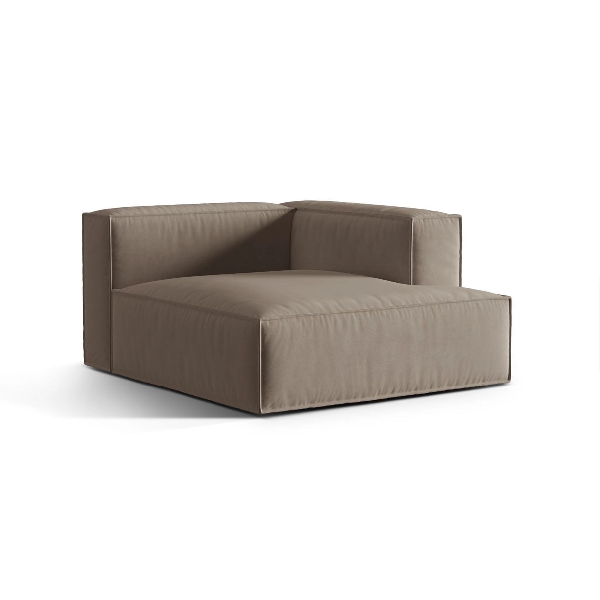 Nuria Modulares Sofa Sitzelement, Rechte Seite, aus Samt in Warmes Grau (Paris Khaki), 147x127 cm von Micadoni – Bild 3